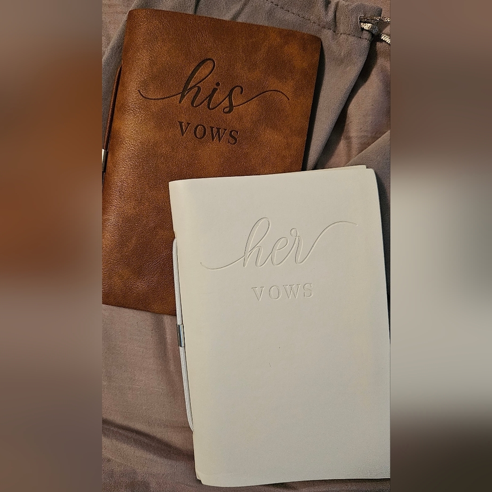 NEW His & Her Vows Journal Set - Brown and Cream Wedding